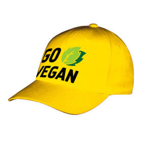 Бейсболка с принтом Go vegan , 100% хлопок | классический козырек, металлическая застежка-регулятор размера | go | vegan | будь | веган | вегетарианец | здоровье