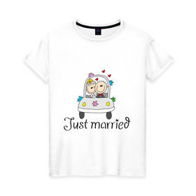 Женская футболка хлопок с принтом Женатики , 100% хлопок | прямой крой, круглый вырез горловины, длина до линии бедер, слегка спущенное плечо | брак | жена | женатики | жених | молодожены | муж | невеста | свадьба