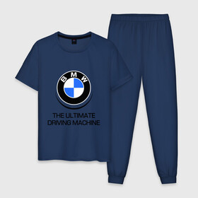 Мужская пижама хлопок с принтом BMW Driving Machine , 100% хлопок | брюки и футболка прямого кроя, без карманов, на брюках мягкая резинка на поясе и по низу штанин
 | bmw | driving | machine | ultimate