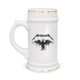 Кружка пивная с принтом Metallica ,  керамика (Материал выдерживает высокую температуру, стоит избегать резкого перепада температур) |  объем 630 мл | metallica | музыка | рок