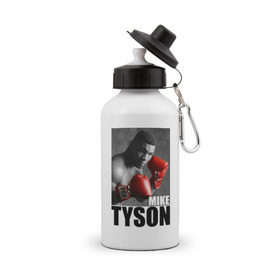 Бутылка спортивная с принтом Mike Tyson , металл | емкость — 500 мл, в комплекте две пластиковые крышки и карабин для крепления | майк тайсон