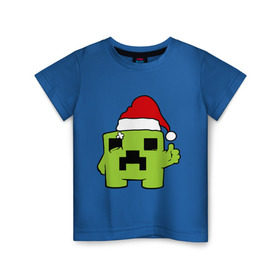 Детская футболка хлопок с принтом Minecraft , 100% хлопок | круглый вырез горловины, полуприлегающий силуэт, длина до линии бедер | 2015 | minecraft | игры | маинкрафт | новый год | шапка