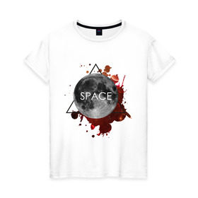 Женская футболка хлопок с принтом Планета , 100% хлопок | прямой крой, круглый вырез горловины, длина до линии бедер, слегка спущенное плечо | infinite | interstellar | space | univers | астронавт | вселенная | интерстеллар | космонавт | луна | планета