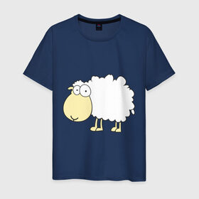 Мужская футболка хлопок с принтом Милая овечка , 100% хлопок | прямой крой, круглый вырез горловины, длина до линии бедер, слегка спущенное плечо. | Тематика изображения на принте: 2015 | new year | новый год | овечка | овца