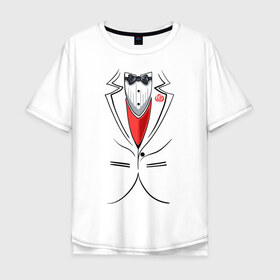 Мужская футболка хлопок Oversize с принтом Костюм жениха , 100% хлопок | свободный крой, круглый ворот, “спинка” длиннее передней части | Тематика изображения на принте: бабочка