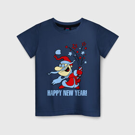 Детская футболка хлопок с принтом Салют - хлопушка , 100% хлопок | круглый вырез горловины, полуприлегающий силуэт, длина до линии бедер | Тематика изображения на принте: new year | дед мороз | новый год | салют | хлопушка