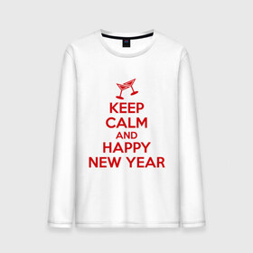 Мужской лонгслив хлопок с принтом Keep calm and happy new year , 100% хлопок |  | keep calm | new year | новый год | сохраняй спокойствие