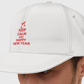 Кепка снепбек с прямым козырьком с принтом Keep calm and happy new year , хлопок 100% |  | keep calm | new year | новый год | сохраняй спокойствие