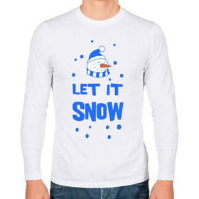 Мужской лонгслив хлопок с принтом Снеговик Let it snow , 100% хлопок |  | cнеговик | let it snow | зима | новый год | снег