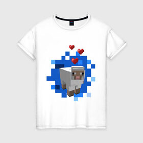 Женская футболка хлопок с принтом Minecraft sheep , 100% хлопок | прямой крой, круглый вырез горловины, длина до линии бедер, слегка спущенное плечо | 2015 | minecraft | бараны | животные | майнкрафт | овечки | приколы | символ года | ягнята