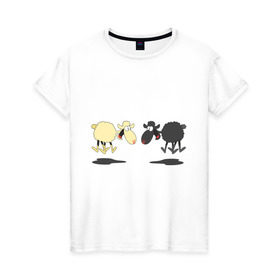 Женская футболка хлопок с принтом Прыгающие овечки , 100% хлопок | прямой крой, круглый вырез горловины, длина до линии бедер, слегка спущенное плечо | 2015 | бараны | животные | овечки | приколы | символ года | ягнята