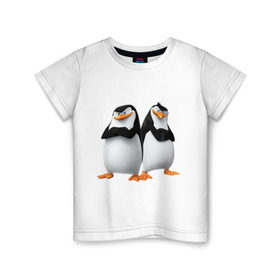 Детская футболка хлопок с принтом Пингвины Мадагаскара , 100% хлопок | круглый вырез горловины, полуприлегающий силуэт, длина до линии бедер | мадагаскар | мультик | пингвины