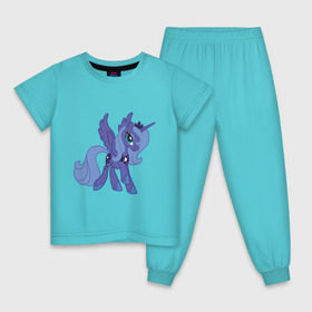 Детская пижама хлопок с принтом Принцесса Луна , 100% хлопок |  брюки и футболка прямого кроя, без карманов, на брюках мягкая резинка на поясе и по низу штанин
 | my little pony | луна | мой маленький пони | пони