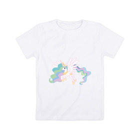 Детская футболка хлопок с принтом Принцесса Селестия , 100% хлопок | круглый вырез горловины, полуприлегающий силуэт, длина до линии бедер | my little pony | мой маленький пони | пони | селестия