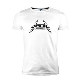 Мужская футболка премиум с принтом Metallica logo , 92% хлопок, 8% лайкра | приталенный силуэт, круглый вырез ворота, длина до линии бедра, короткий рукав | металлика