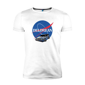 Мужская футболка премиум с принтом Delorean space , 92% хлопок, 8% лайкра | приталенный силуэт, круглый вырез ворота, длина до линии бедра, короткий рукав | delorean | космос | наса