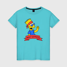 Женская футболка хлопок с принтом Барт Симпсон - Мир , 100% хлопок | прямой крой, круглый вырез горловины, длина до линии бедер, слегка спущенное плечо | bart simpson | барт | мир | симпсоны