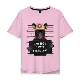 Мужская футболка хлопок Oversize с принтом Bad boy , 100% хлопок | свободный крой, круглый ворот, “спинка” длиннее передней части | Тематика изображения на принте: bad | dog | собака