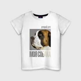 Детская футболка хлопок с принтом Сенбернар , 100% хлопок | круглый вырез горловины, полуприлегающий силуэт, длина до линии бедер | drug | порода | сенбернар | собака