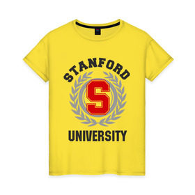 Женская футболка хлопок с принтом Стэнфорд , 100% хлопок | прямой крой, круглый вырез горловины, длина до линии бедер, слегка спущенное плечо | stanford | институт | студентам | стэнфорд | университет