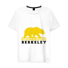 Мужская футболка хлопок с принтом Беркли , 100% хлопок | прямой крой, круглый вырез горловины, длина до линии бедер, слегка спущенное плечо. | Тематика изображения на принте: bear | berkeley | беркли | институт | калифорния | медведь | студентам | университет