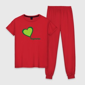 Женская пижама хлопок с принтом Vegetarian (Вегетерианство) , 100% хлопок | брюки и футболка прямого кроя, без карманов, на брюках мягкая резинка на поясе и по низу штанин | 