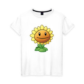 Женская футболка хлопок с принтом Plants Vs Zombies , 100% хлопок | прямой крой, круглый вырез горловины, длина до линии бедер, слегка спущенное плечо | растения против зомби