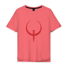 Мужская футболка хлопок Oversize с принтом Quake , 100% хлопок | свободный крой, круглый ворот, “спинка” длиннее передней части | .красный | logo | quake | qw | игра