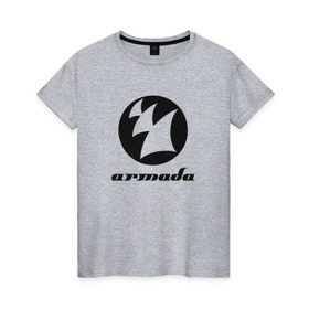 Женская футболка хлопок с принтом Armada Music , 100% хлопок | прямой крой, круглый вырез горловины, длина до линии бедер, слегка спущенное плечо | armada | armada music labelarmada music | trance