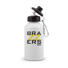 Бутылка спортивная с принтом Brazzers Bros , металл | емкость — 500 мл, в комплекте две пластиковые крышки и карабин для крепления | brazzers