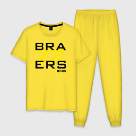 Мужская пижама хлопок с принтом Brazzers Bros , 100% хлопок | брюки и футболка прямого кроя, без карманов, на брюках мягкая резинка на поясе и по низу штанин
 | brazzers