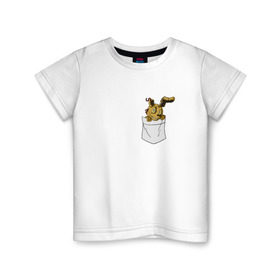 Детская футболка хлопок с принтом Springtrap в кармане FNAF , 100% хлопок | круглый вырез горловины, полуприлегающий силуэт, длина до линии бедер | Тематика изображения на принте: fnaf | springtrap | карман | фнаф