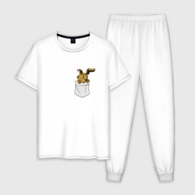 Мужская пижама хлопок с принтом Springtrap в кармане FNAF , 100% хлопок | брюки и футболка прямого кроя, без карманов, на брюках мягкая резинка на поясе и по низу штанин
 | fnaf | springtrap | карман | фнаф
