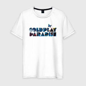 Мужская футболка хлопок с принтом Coldplay Paradise , 100% хлопок | прямой крой, круглый вырез горловины, длина до линии бедер, слегка спущенное плечо. | coldplay | ghost stories | mylo xyloto | parachutes