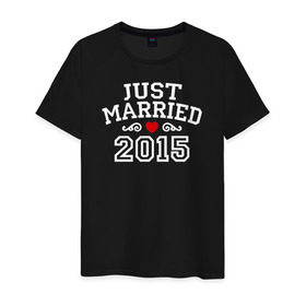 Мужская футболка хлопок с принтом Just Married 2015 Молодожены , 100% хлопок | прямой крой, круглый вырез горловины, длина до линии бедер, слегка спущенное плечо. | just married | молодожёны