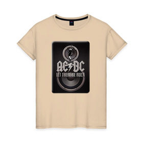 Женская футболка хлопок с принтом Let there be rock , 100% хлопок | прямой крой, круглый вырез горловины, длина до линии бедер, слегка спущенное плечо | acdc | metall | метал | рок группы | траш