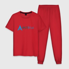 Мужская пижама хлопок с принтом Arch Linux , 100% хлопок | брюки и футболка прямого кроя, без карманов, на брюках мягкая резинка на поясе и по низу штанин
 | Тематика изображения на принте: linux | баш | линукс | ос