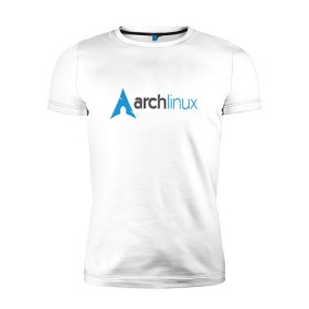 Мужская футболка премиум с принтом Arch Linux , 92% хлопок, 8% лайкра | приталенный силуэт, круглый вырез ворота, длина до линии бедра, короткий рукав | Тематика изображения на принте: linux | баш | линукс | ос