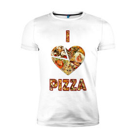 Мужская футболка премиум с принтом i love pizza , 92% хлопок, 8% лайкра | приталенный силуэт, круглый вырез ворота, длина до линии бедра, короткий рукав | Тематика изображения на принте: . любовь | pizza | любителям пиццыёда | пицца | прикол