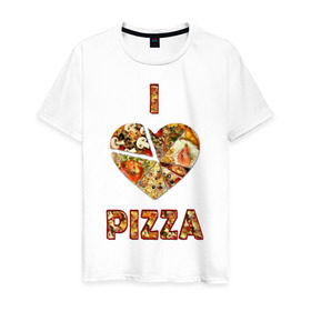 Мужская футболка хлопок с принтом i love pizza , 100% хлопок | прямой крой, круглый вырез горловины, длина до линии бедер, слегка спущенное плечо. | Тематика изображения на принте: . любовь | pizza | любителям пиццыёда | пицца | прикол