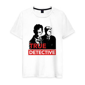 Мужская футболка хлопок с принтом Настоящий детектив , 100% хлопок | прямой крой, круглый вырез горловины, длина до линии бедер, слегка спущенное плечо. | true detective | сериал