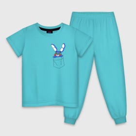 Детская пижама хлопок с принтом Toy Bonnie в кармане FNAF , 100% хлопок |  брюки и футболка прямого кроя, без карманов, на брюках мягкая резинка на поясе и по низу штанин
 | Тематика изображения на принте: fnaf | toy bonnie | карман | фнаф