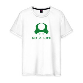 Мужская футболка хлопок с принтом Mario Mushroom , 100% хлопок | прямой крой, круглый вырез горловины, длина до линии бедер, слегка спущенное плечо. | Тематика изображения на принте: lvl up | nintendo | гриб | жизнь | марио | нинтендо