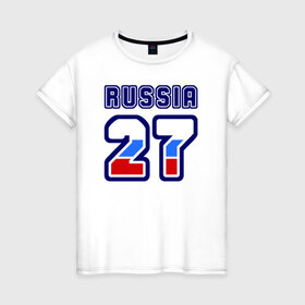 Женская футболка хлопок с принтом Russia - 27 (Хабаровский край) , 100% хлопок | прямой крой, круглый вырез горловины, длина до линии бедер, слегка спущенное плечо | 