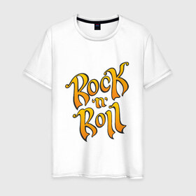 Мужская футболка хлопок с принтом Rock`n`roll , 100% хлопок | прямой крой, круглый вырез горловины, длина до линии бедер, слегка спущенное плечо. | 