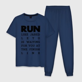 Мужская пижама хлопок с принтом Run JL , 100% хлопок | брюки и футболка прямого кроя, без карманов, на брюках мягкая резинка на поясе и по низу штанин
 | run jl jared leto джаред лето 30 seconds марс