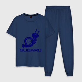 Мужская пижама хлопок с принтом Subaru , 100% хлопок | брюки и футболка прямого кроя, без карманов, на брюках мягкая резинка на поясе и по низу штанин
 | subaru | авто | субарик | субару | турбина | улитка