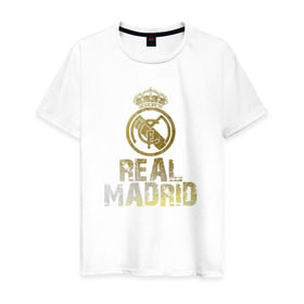 Мужская футболка хлопок с принтом Real Madrid , 100% хлопок | прямой крой, круглый вырез горловины, длина до линии бедер, слегка спущенное плечо. | real madrid | реал мадрид | спорт | футбол