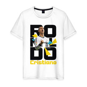 Мужская футболка хлопок с принтом Ronaldo , 100% хлопок | прямой крой, круглый вырез горловины, длина до линии бедер, слегка спущенное плечо. | роналдо