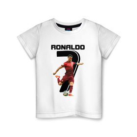 Детская футболка хлопок с принтом Ronaldo , 100% хлопок | круглый вырез горловины, полуприлегающий силуэт, длина до линии бедер | Тематика изображения на принте: роналдо